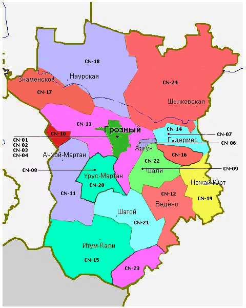 Map Of Russia And The Republics. Russian Republics : Chechnya